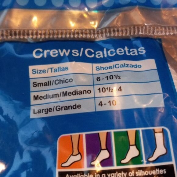 FOTL Size S 6-10.5 Crew Socks Girls 10 Pack White Assorted Colored Heels NEW - Picture 4 of 6